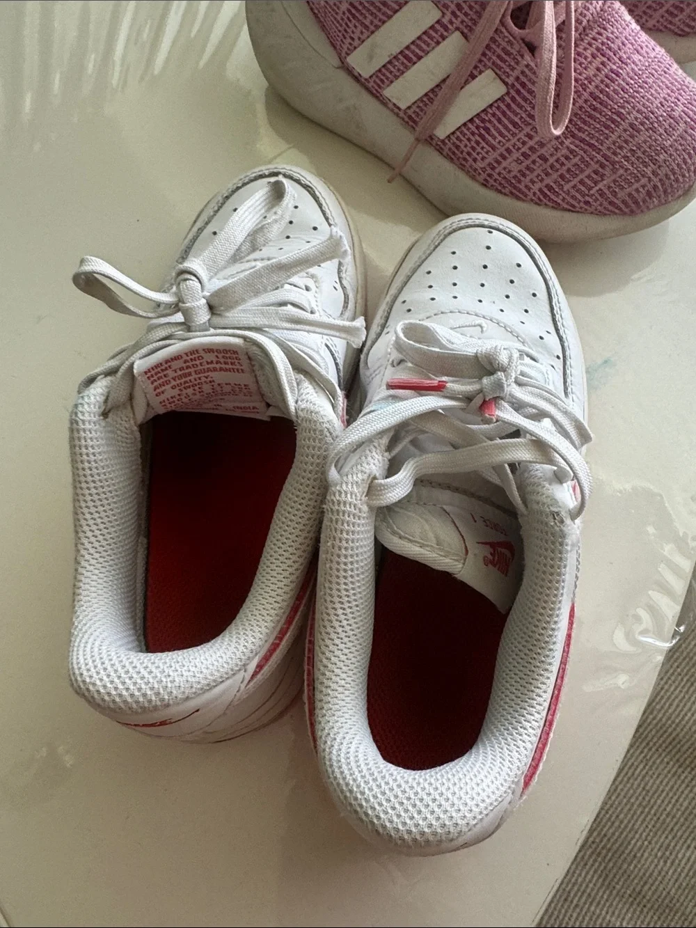 Bundle White and Pink Sneakers Nike and Adidas size 12 toddler girl